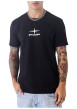 Thumbnail T-shirt noir uni avec une coupe droite et des manches courtes