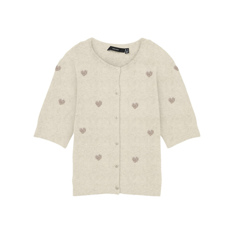 Vero Moda - Gilet Beige Coupe Droite Pourvu D'un Col Rond Et De Manches 3/4 - Beige Vero Moda - Gilet Beige Coupe Droite Pourvu D'un Col Rond Et De Manches 3/4 - Beige