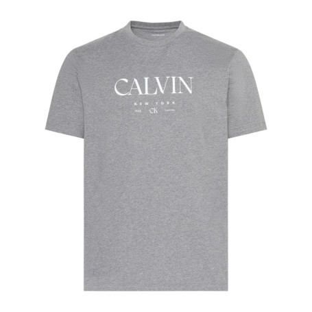 T-shirt en coton gris uni imprimé avec une...