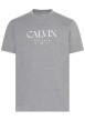 Thumbnail T-shirt en coton gris uni imprimé avec une coupe droite et un col rond