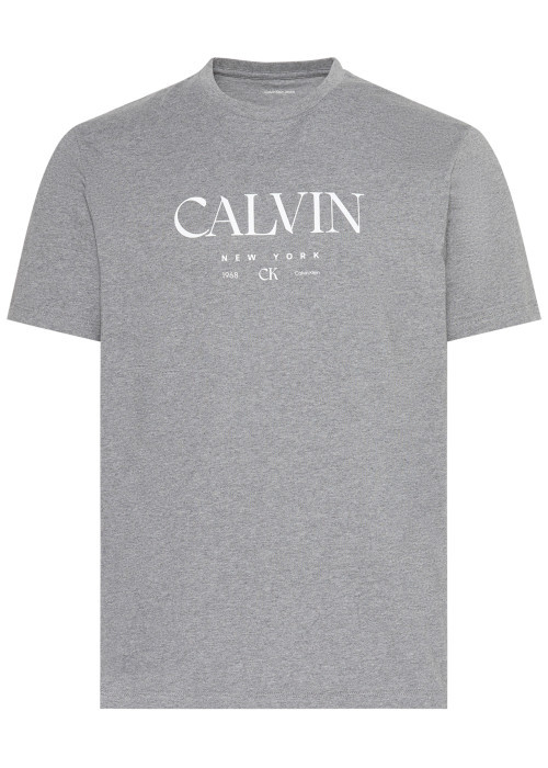 T-shirt en coton gris uni imprimé avec une...
