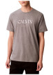 Thumbnail T-shirt en coton gris uni imprimé avec une coupe droite et un col rond - Image 2