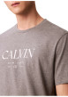 Thumbnail T-shirt en coton gris uni imprimé avec une coupe droite et un col rond - Image 5