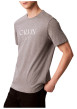 Thumbnail T-shirt en coton gris uni imprimé avec une coupe droite et un col rond - Image 6