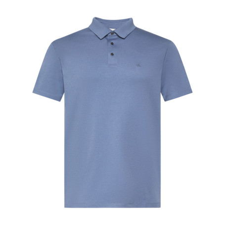 Polo en coton bleu uni avec une coupe droite et...