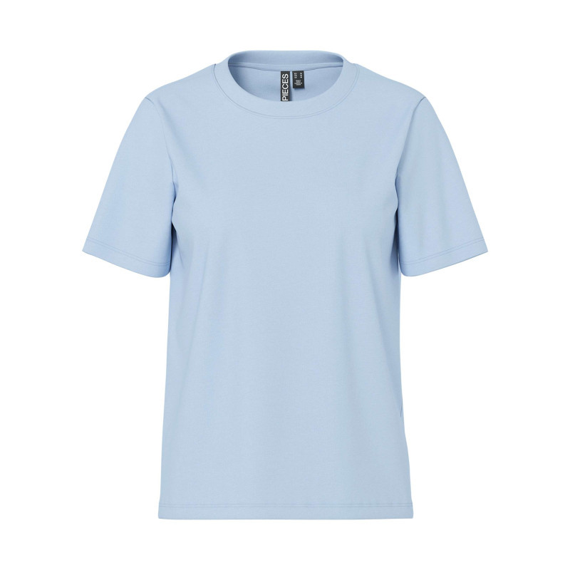 Pieces - T-shirt En Coton Biologique Ciel Uni Avec Une Coupe Droite - Bleu Clair Pieces - T-shirt En Coton Biologique Ciel Uni Avec Une Coupe Droite - Bleu Clair