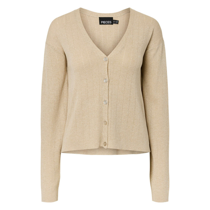 Pieces - Gilet Beige Uni Avec Une Coupe Droite Et Des Manches Longues - Beige