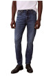 Thumbnail Jean en coton mélangé indigo uni avec une coupe slim à zip et bouton - Image 2