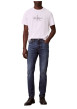 Thumbnail Jean en coton mélangé indigo uni avec une coupe slim à zip et bouton - Image 4