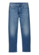 Thumbnail Jean en coton bleu uni avec une coupe droite à zip et à bouton