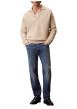 Thumbnail Jean en coton bleu uni avec une coupe droite à zip et à bouton - Image 4