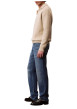 Thumbnail Jean en coton bleu uni avec une coupe droite à zip et à bouton - Image 7