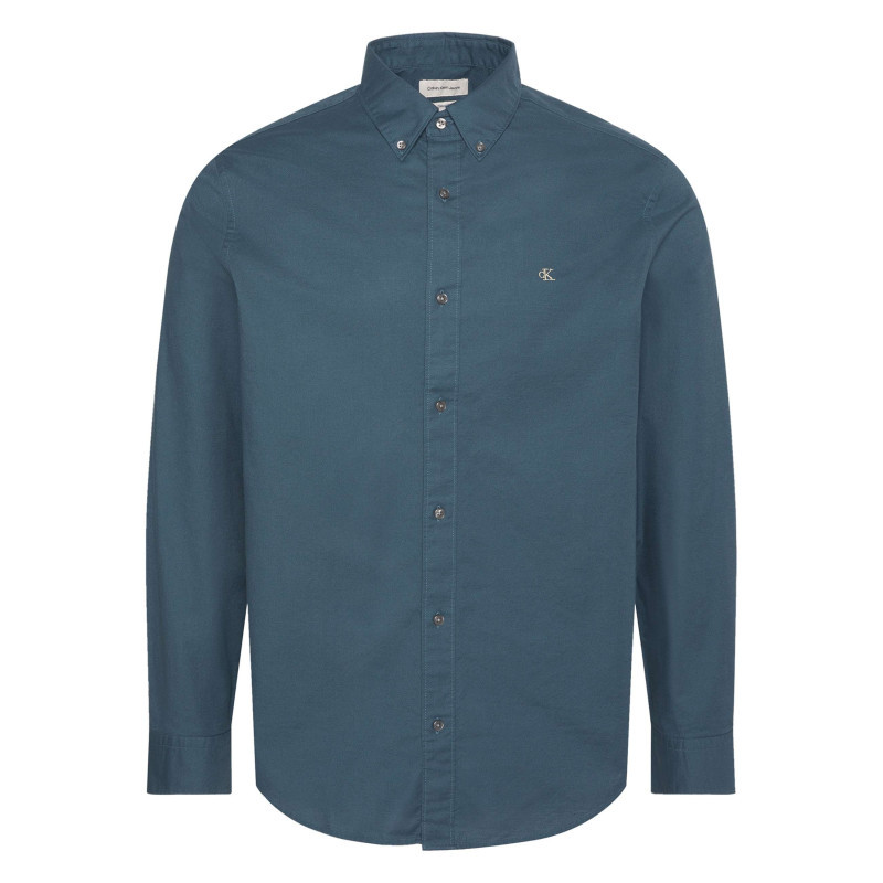 Calvin Klein Jeans - Chemise En Coton Nuit Unie Avec Une Coupe Droite Et Un Col à Revers - Bleu Foncé Calvin Klein Jeans - Chemise En Coton Nuit Unie Avec Une Coupe Droite Et Un Col à Revers - Bleu Foncé