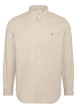 Thumbnail Chemise en coton beige unie avec une coupe droite et un col à revers