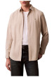 Thumbnail Chemise en coton beige unie avec une coupe droite et un col à revers - Image 2