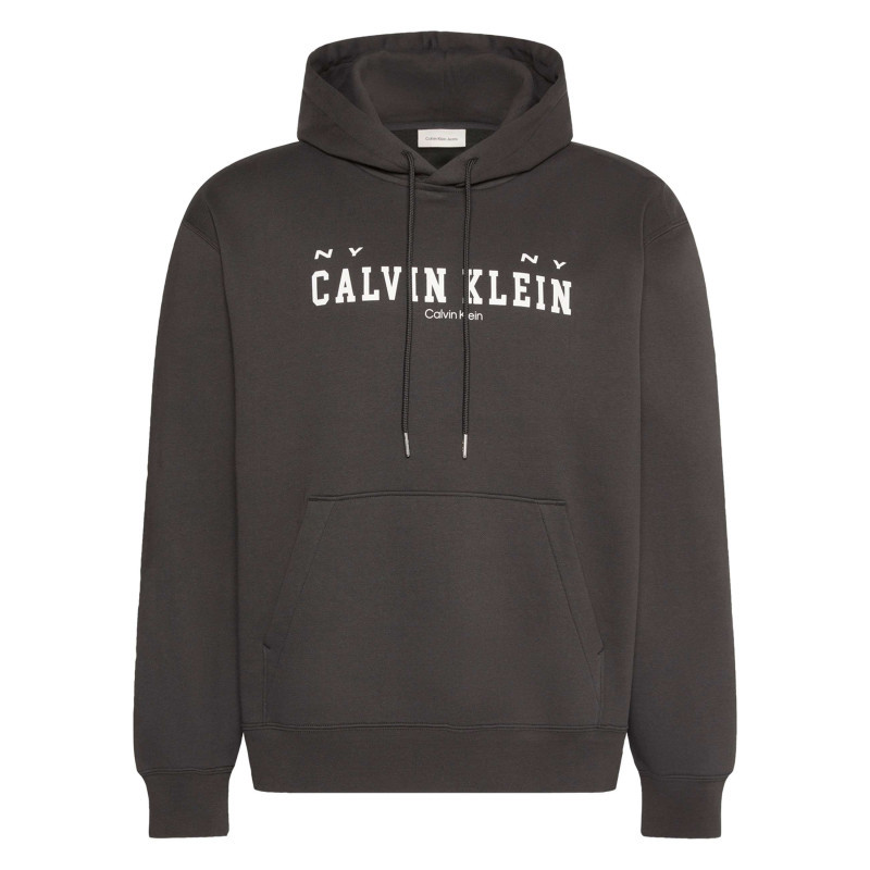 Calvin Klein Jeans - Sweat En Coton Noir Uni Avec Une Coupe Droite Et Une Capuche - Noir Calvin Klein Jeans - Sweat En Coton Noir Uni Avec Une Coupe Droite Et Une Capuche - Noir