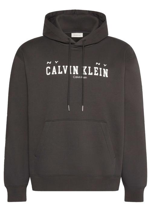 Sweat en coton noir uni avec une coupe droite et une capuche