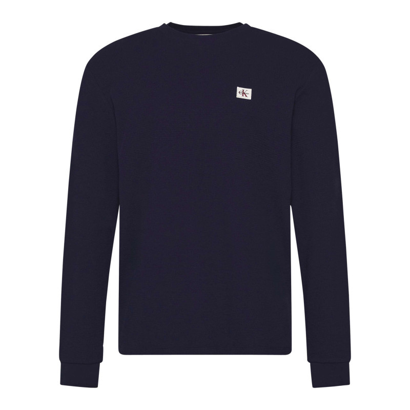 Calvin Klein Jeans - T-shirt Marine Uni En Maille Piquée Avec Une Coupe Ajustée Et Un Col Rond - Bleu Foncé