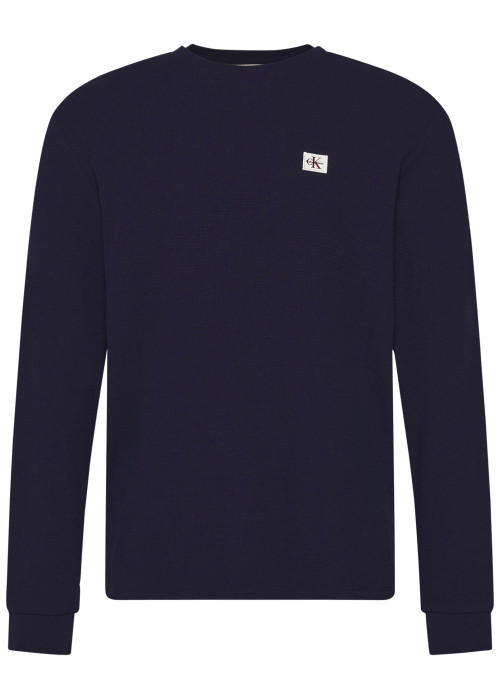 T-shirt marine uni en maille piquée avec une...