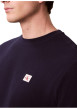 Thumbnail T-shirt marine uni en maille piquée avec une coupe ajustée et un col rond - Image 5