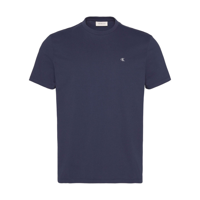 Calvin Klein Jeans - T-shirt En Coton Marine Uni Avec Une Coupe Droite Et Un Col Rond - Bleu Foncé Calvin Klein Jeans - T-shirt En Coton Marine Uni Avec Une Coupe Droite Et Un Col Rond - Bleu Foncé