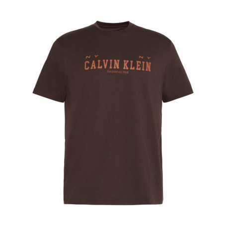 T-shirt en coton brun uni avec une coupe droite...