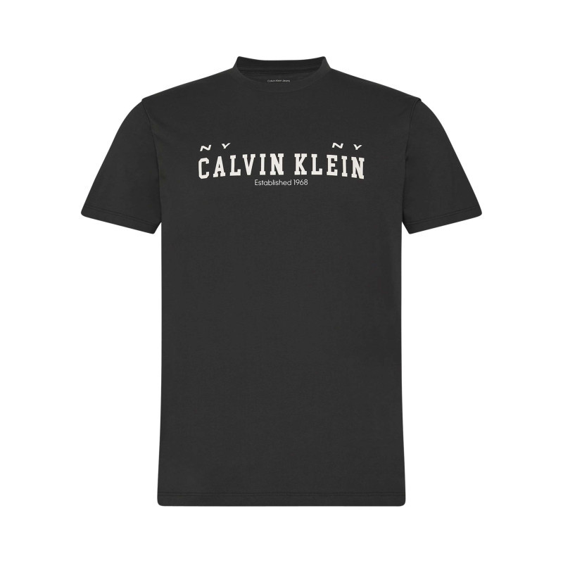 Calvin Klein Jeans - T-shirt En Coton Noir Uni Avec Une Coupe Droite Et Un Col Rond - Noir Calvin Klein Jeans - T-shirt En Coton Noir Uni Avec Une Coupe Droite Et Un Col Rond - Noir