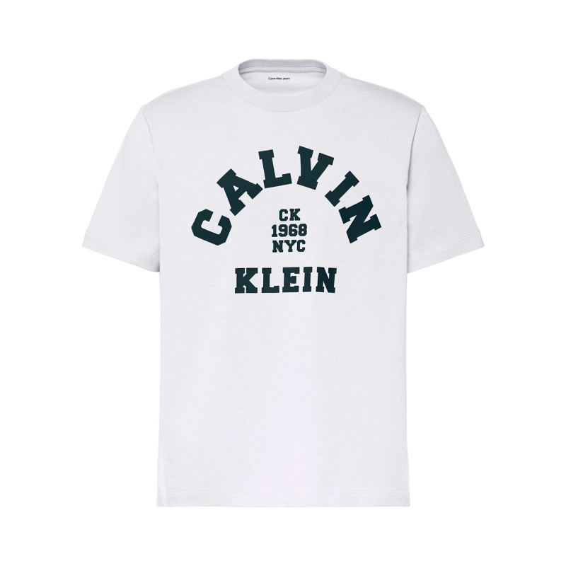Calvin Klein Jeans - T-shirt En Coton Blanc Uni Avec Une Coupe Droite Et Un Col Rond - Blanc Calvin Klein Jeans - T-shirt En Coton Blanc Uni Avec Une Coupe Droite Et Un Col Rond - Blanc