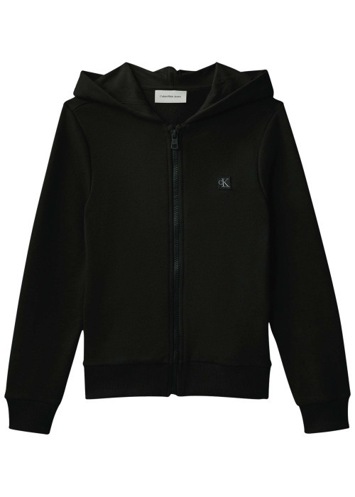 Sweat en coton noir uni avec une coupe droite et une capuche