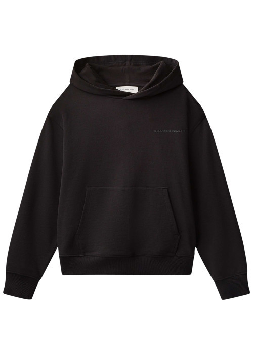 Sweat en coton noir uni avec une coupe droite et une capuche