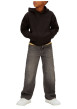 Thumbnail Sweat en coton noir uni avec une coupe droite et une capuche - Image 2