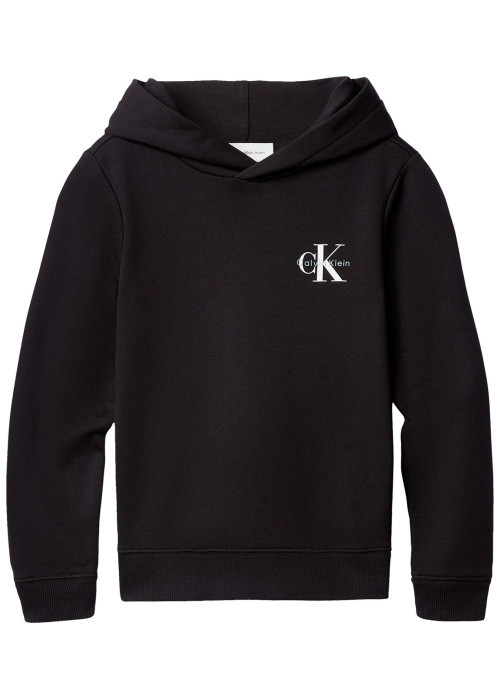 Sweat en coton noir uni avec une coupe droite et une capuche