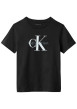 Thumbnail T-shirt en coton noir imprimé logo à coupe droite et à col rond
