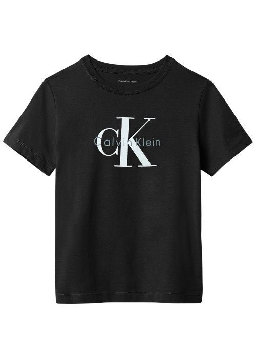 T-shirt en coton noir imprimé logo à coupe...