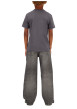 Thumbnail T-shirt en coton anthracite uni avec une coupe droite et un col rond - Image 3