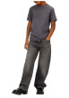 Thumbnail T-shirt en coton anthracite uni avec une coupe droite et un col rond - Image 4