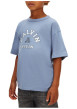 Thumbnail T-shirt en coton bleu imprimé logo à coupe droite et à col rond - Image 4