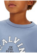 Thumbnail T-shirt en coton bleu imprimé logo à coupe droite et à col rond - Image 5