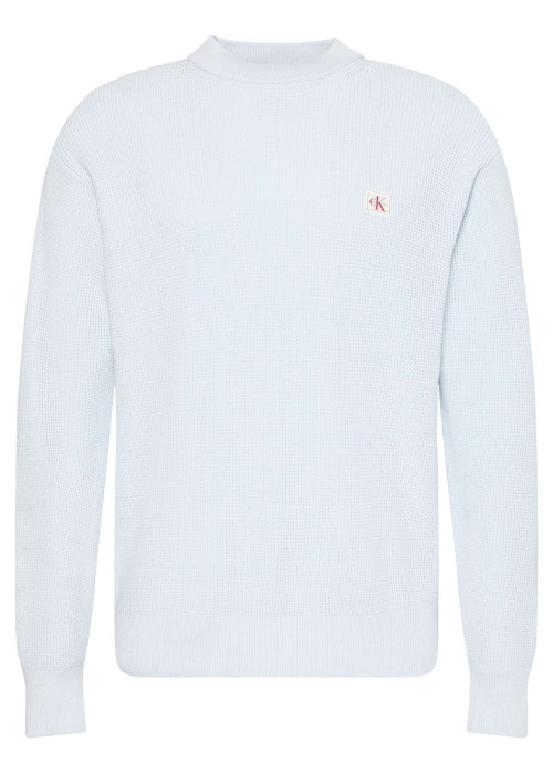 Pull en coton ciel uni avec une coupe droite et un col rond