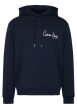 Thumbnail Sweat en coton marine uni avec une coupe droite et une capuche