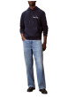 Thumbnail Sweat en coton marine uni avec une coupe droite et une capuche - Image 4