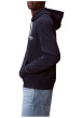 Thumbnail Sweat en coton marine uni avec une coupe droite et une capuche - Image 5