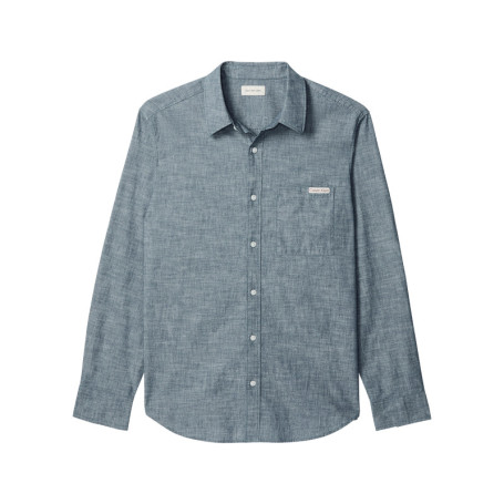 Chemise en coton marine unie avec une coupe...