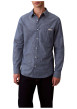 Thumbnail Chemise en coton marine unie avec une coupe droite et un col à revers - Image 2