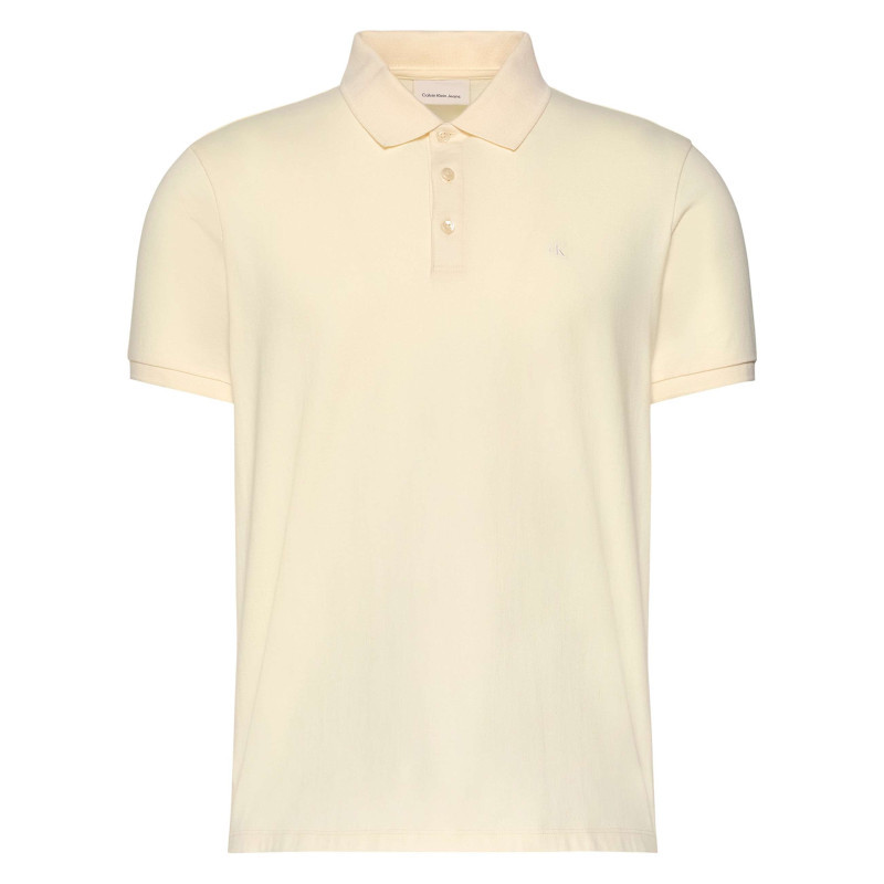 Calvin Klein Jeans - Polo En Coton Jaune Uni Avec Une Coupe Droite Et Un Col à Revers - Jaune