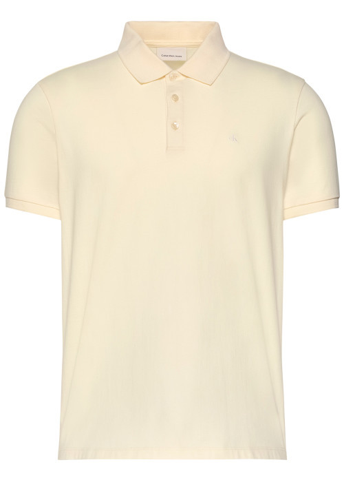 Polo en coton jaune uni avec une coupe droite et un col à revers