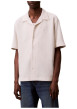 Thumbnail Chemise en coton écrue unie avec une coupe droite et un col cubain
