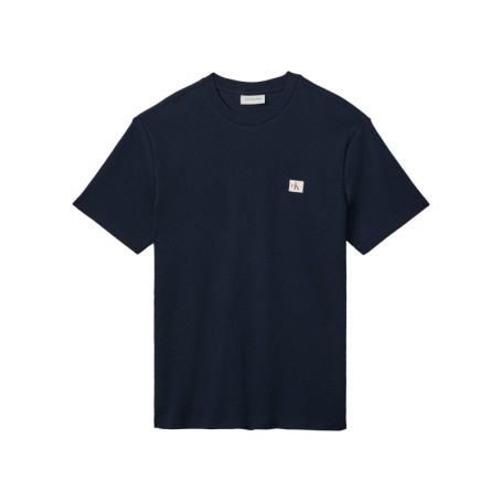 T-shirt marine uni en maille piquée avec une...