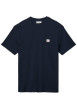 Thumbnail T-shirt marine uni en maille piquée avec une coupe droite et un col rond