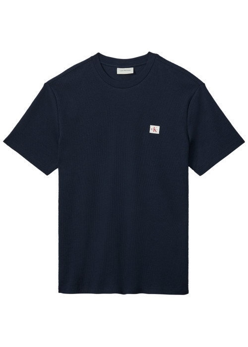 T-shirt marine uni en maille piquée avec une...